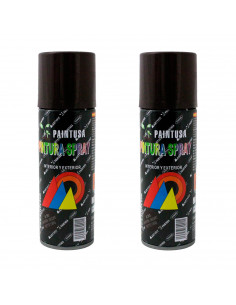 Montoro - Pack de 2 botes de pintura en spray marrón oscuro A30, 200 ml, válido para multitud de superficies de interior y exter