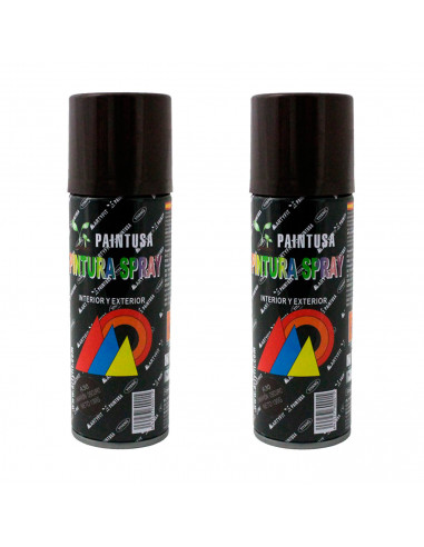 Montoro - Pack de 2 botes de pintura en spray marrón oscuro A30, 200 ml, válido para multitud de superficies de interior y exter