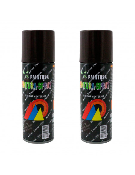 Montoro - Pack de 2 botes de pintura en spray marrón oscuro A30, 200 ml, válido para multitud de superficies de interior y exter