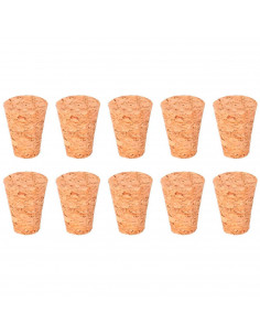 Tradineur - Pack de 10 tapones cónicos de corcho para cerrar botellas de cristal, botes, frascos, vino, aceite, bares, restauran