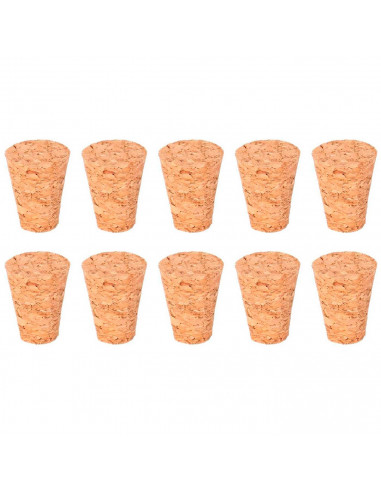 Tradineur - Pack de 10 tapones cónicos de corcho para cerrar botellas de cristal, botes, frascos, vino, aceite, bares, restauran