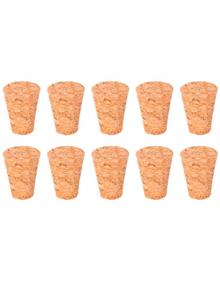 Tradineur - Pack de 10 tapones cónicos de corcho para cerrar botellas de cristal, botes, frascos, vino, aceite, bares, restauran