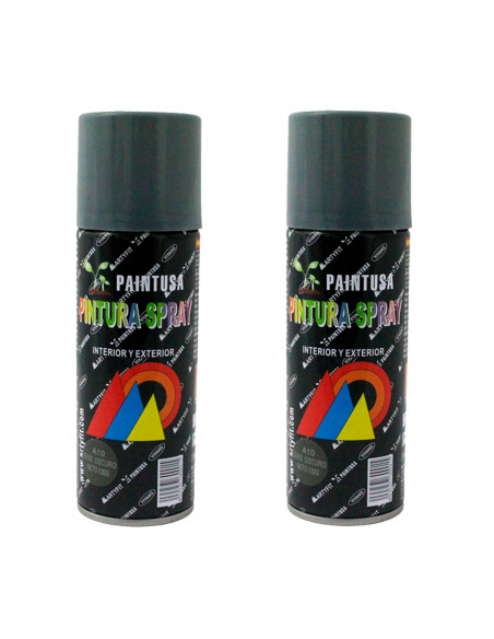 Montoro - Pack 2 botes de pintura en spray gris oscuro A10 200 ml, válido para multitud de superficies de interior y exterior. P