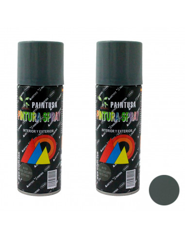 Montoro - Pack 2 botes de pintura en spray gris oscuro A10 200 ml, válido para multitud de superficies de interior y exterior. P