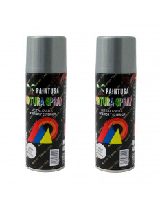 Montoro - Pack de 2 botes de pintura en spray color plata M303, 200 ml, válido para multitud de superficies de interior y exteri