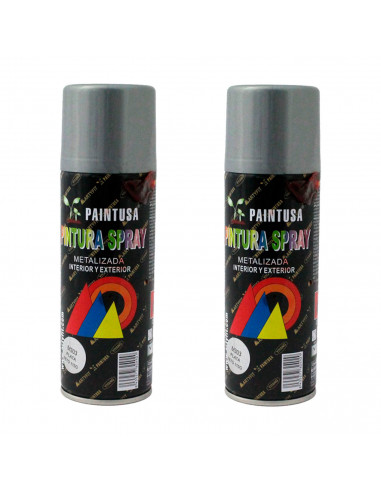 Montoro - Pack de 2 botes de pintura en spray color plata M303, 200 ml, válido para multitud de superficies de interior y exteri