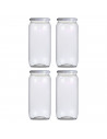 Tradineur - Pack de 4 Tarros Multiusos con tapa metálica - Fabricado en Plástico - Capacidad de 360 ml - Ø 6 x 13 cm