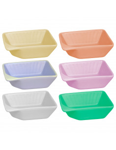 Tradineur - Pack de 6 Saleras rectangulares - Fabricado en Cerámica - Capacidad de 125 ml - Apto para uso alimentario, lavavajil