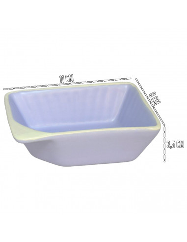 Tradineur - Pack de 6 Saleras rectangulares - Fabricado en Cerámica - Capacidad de 125 ml - Apto para uso alimentario, lavavajil