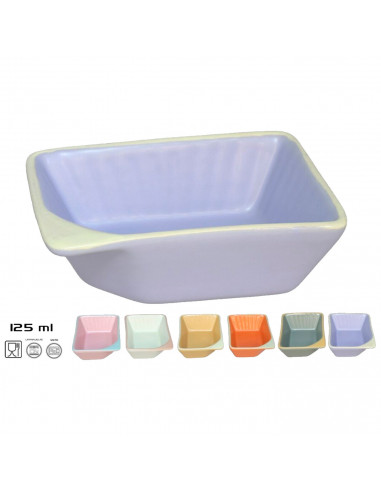 Tradineur - Pack de 6 Saleras rectangulares - Fabricado en Cerámica - Capacidad de 125 ml - Apto para uso alimentario, lavavajil
