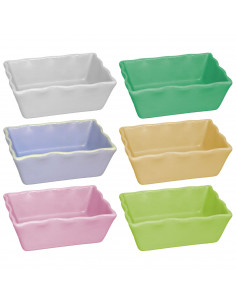 Tradineur - Pack de 6 Saleras rectangulares - Fabricado en Cerámica - Capacidad de 160 ml - Apto para uso alimentario, lavavajil