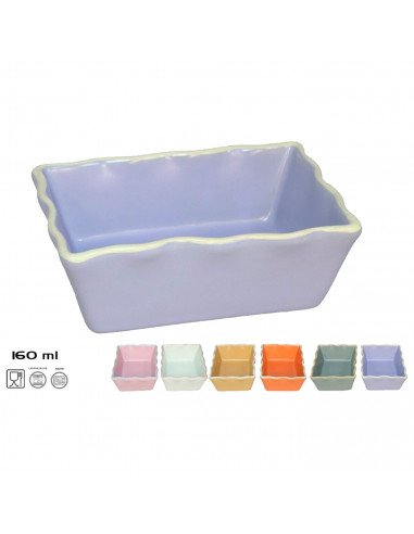 Tradineur - Pack de 6 Saleras rectangulares - Fabricado en Cerámica - Capacidad de 160 ml - Apto para uso alimentario, lavavajil