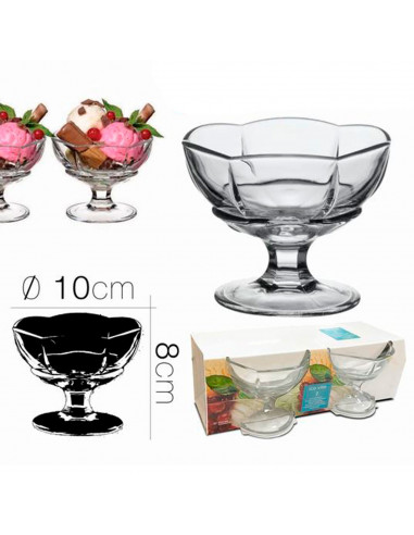 Tradineur - Pack de 4 copas de helado, modelo Ice Ville, vidrio soda lime,  diseño sofisticado y elegante, postres, cócteles, ap