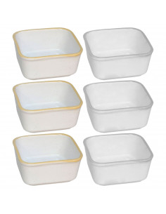 Tradineur - Pack de 6 Saleras Cuadradas - Fabricado en Cerámica - Capacidad de 150 ml - Apto para uso alimentario, lavavajillas