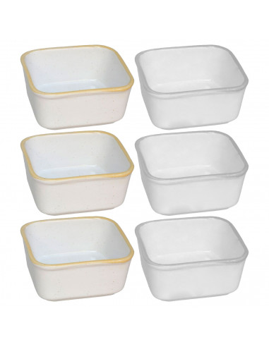 Tradineur - Pack de 6 Saleras Cuadradas - Fabricado en Cerámica - Capacidad de 150 ml - Apto para uso alimentario, lavavajillas
