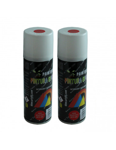 Montoro - Pack 2 botes de pintura en spray rojo vivo A04 200 ml, válido para multitud de superficies de interior y exterior