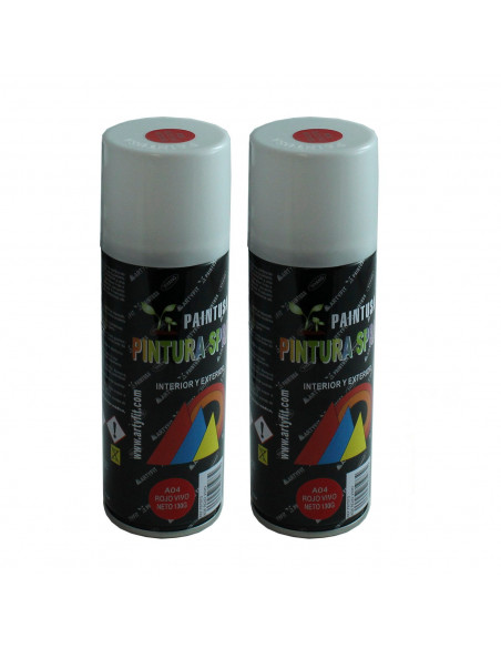Montoro - Pack 2 botes de pintura en spray rojo vivo A04 200 ml, válido para multitud de superficies de interior y exterior