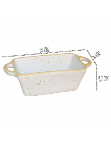 Tradineur - Pack de 6 Saleras rectangulares con asas - Fabricado en Cerámica - Capacidad de 125 ml - Apto para uso alimentario,