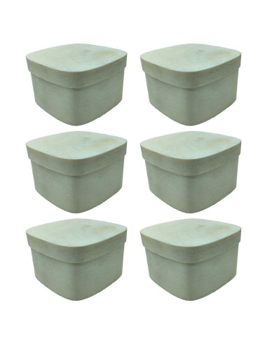 Tradineur - Pack de 6 cajas de madera con tapa - Ideal para Almacenamiento de Joyas y decoración - 4 x 7 x7 cm 