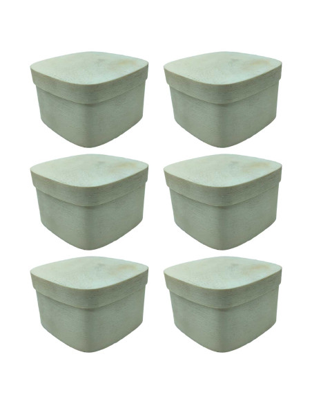 Tradineur - Pack de 6 cajas de madera con tapa - Ideal para Almacenamiento de Joyas y decoración - 4 x 7 x7 cm 