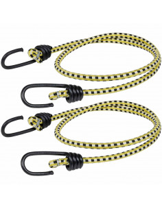 Tradineur - Pack de 2 Pulpos Elásticos trenzados con gancho de plástico - Longitud de 200 cm - Fabricado en goma y PVC - Ø 10 mm