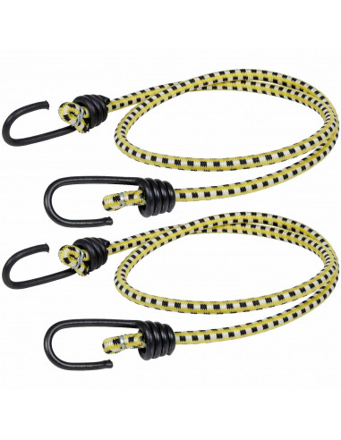 Tradineur - Pack de 2 Pulpos Elásticos trenzados con gancho de plástico - Longitud de 200 cm - Fabricado en goma y PVC - Ø 10 mm