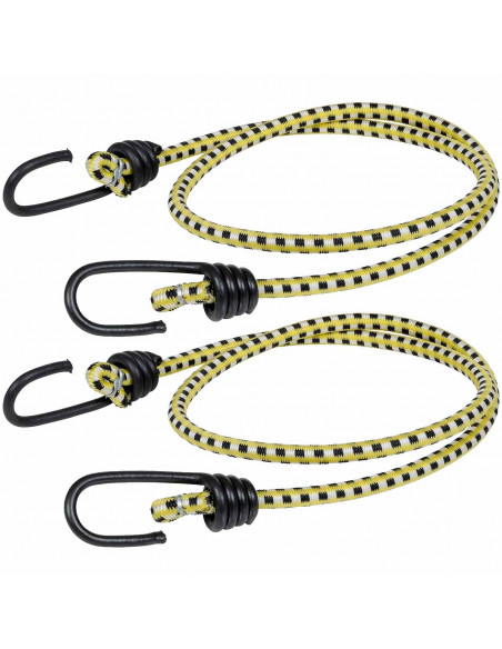 Tradineur - Pack de 2 Pulpos Elásticos trenzados con gancho de plástico - Longitud de 200 cm - Fabricado en goma y PVC - Ø 10 mm