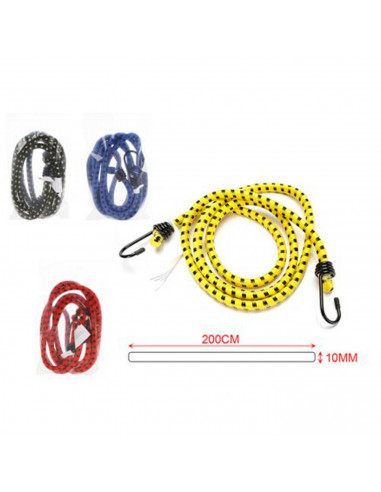 Tradineur - Pack de 2 Pulpos Elásticos trenzados con gancho de plástico - Longitud de 200 cm - Fabricado en goma y PVC - Ø 10 mm