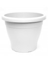 Maceta blanca de plástico redonda de 60 cm con orificios inferiores para plantas y flores. Recipiente ideal para exterior: jardí