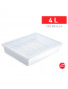 Tradineur - Bandeja con rejilla para frigorífico, fuente para la cocina, restaurante, bares, hostelería, 6,5 x 35 x 27,5 cm, col