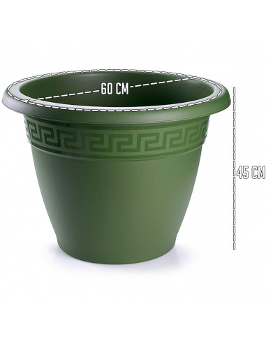Tradineur - Maceta Redonda "Terracota" - Fabricado en Plástico - Macetero apto para Exterior e Interior del hogar - 60 cm - Colo