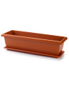 Tradineur - Jardinera con plato Rectangular "Terracota" - PLFT - Fabricado en Plástico - Macetero apto para Exterior e Interior