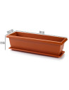 Tradineur - Jardinera con plato Rectangular "Terracota" - PLFT - Fabricado en Plástico - Macetero apto para Exterior e Interior