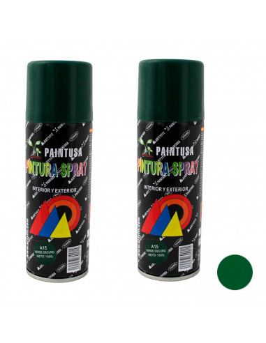 Montoro - Pack 2 botes de pintura en spray verde oscuro A15 200 ml, válido para multitud de superficies de interior y exterior.