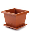 Tradineur - Maceta Cuadrada con plato "Terracota" - Fabricado en Plástico - Macetero apto para Exterior e Interior del hogar - 3