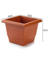 Tradineur - Maceta Cuadrada con plato "Terracota" - Fabricado en Plástico - Macetero apto para Exterior e Interior del hogar - 3