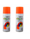 Montoro - Pack 2 botes de pintura en spray naranja fluorescente F202 200 ml, válido para multitud de superfiies de interior y ex