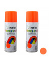 Montoro - Pack 2 botes de pintura en spray naranja fluorescente F202 200 ml, válido para multitud de superfiies de interior y ex