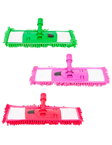 Tradineur - Set de base de mopa y recambio de microfibra, modelo universal, limpieza suelos, baldosas, parquet, baño, hogar (Col