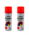 Montoro - Pack de 2 botes de pintura en spray rojo fluorescente, F203, 200 ml, válido para multitud de superficies de interior y