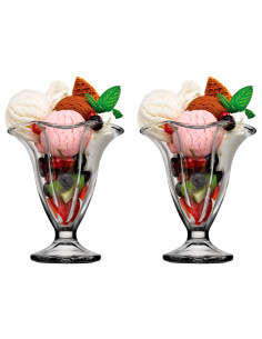 Tradineur - Pack de 2 copas de helado, modelo Canada, vidrio soda lime, diseño sofisticado y elegante, postres, cócteles, aptas