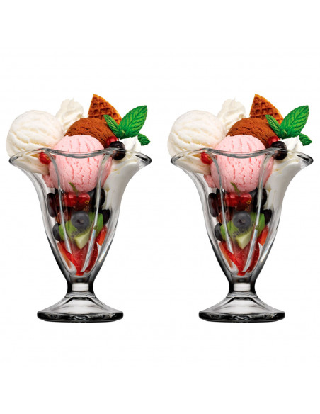 Tradineur - Pack de 2 copas de helado, modelo Canada, vidrio soda lime, diseño sofisticado y elegante, postres, cócteles, aptas