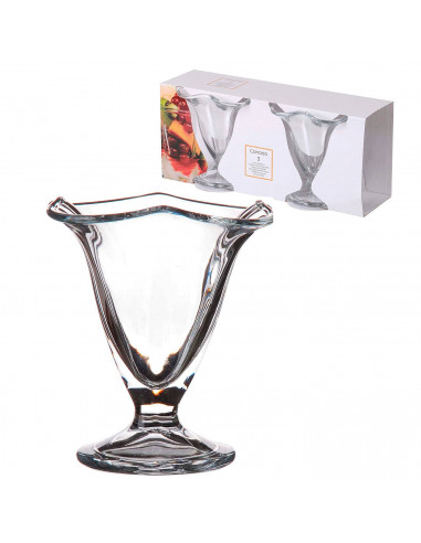 Tradineur - Pack de 2 copas de helado, modelo Canada, vidrio soda lime, diseño sofisticado y elegante, postres, cócteles, aptas