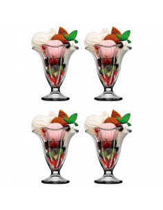 Tradineur - Pack de 4 copas de helado, modelo Canada, vidrio soda lime, diseño sofisticado y elegante, postres, cócteles, aptas