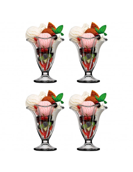 Tradineur - Pack de 4 copas de helado, modelo Canada, vidrio soda lime, diseño sofisticado y elegante, postres, cócteles, aptas Tradineur - Pack de 4 copas de helado, modelo Canada, vidrio soda lime, diseño sofisticado y elegante, postres, cócteles, aptas