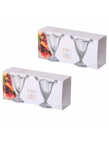 Tradineur - Pack de 4 copas de helado, modelo Canada, vidrio soda lime, diseño sofisticado y elegante, postres, cócteles, aptas
