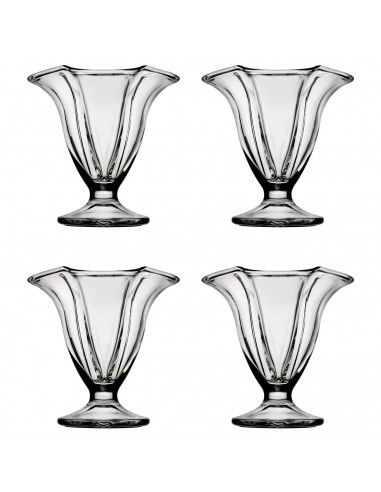 Tradineur - Pack de 4 copas de helado, modelo Canada, vidrio soda lime, diseño sofisticado y elegante, postres, cócteles, aptas