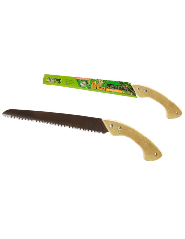 Tradineur - Sierra de mano para podar, mango de madera y hoja de 350 mm, dentado japonés, segueta, resistente y ligera, uso fore