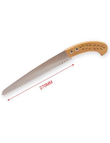 Tradineur - Sierra de mano para podar, mango de madera y hoja de 270 mm, dentado japonés, segueta, resistente y ligera, uso fore