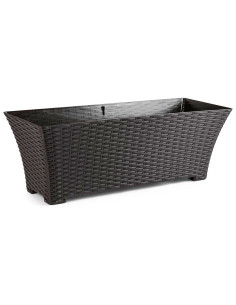 Tradineur - Jardinera Rattan Rectangular de Plástico - Fabricado en España - Ideal para Plantas, hogar, jardín y terrazas - 60 c